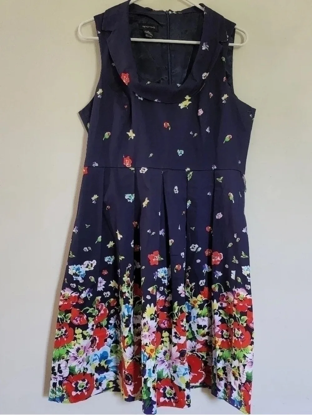 Girls Navy Floral Fit-and-Flare Dress